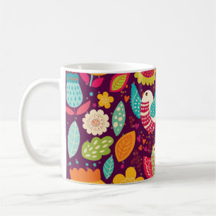 Schöne Vögel, Blume, künstlerisches Poster Kaffeetasse