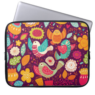 Schöne Vögel, Blume, künstlerisches Poster Laptopschutzhülle