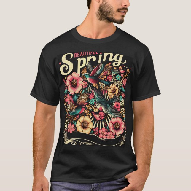 Schöne Vögel im Frühling T-Shirt (Vorderseite)