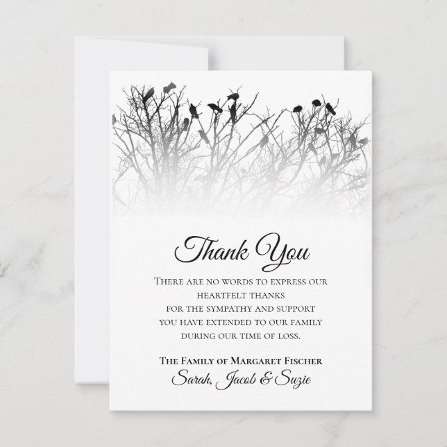 Schöne Vögel in Bäumen Vielen Dank Sympathie Karte (Vorderseite)