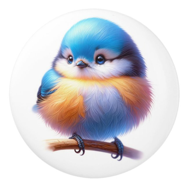 Schöne Vögel Keramikknauf (Vorderseite)