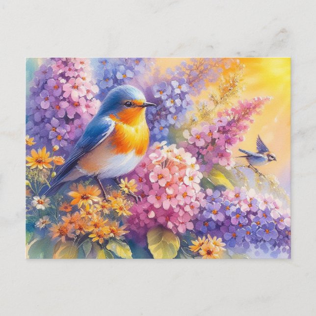 Schöne Vögel Sommerlandschaft 6 Postkarte (Vorderseite)