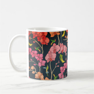 Schöne Vögel und Orchideen Kaffeetasse