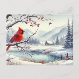 Schöne Vogel- und Winterlandschaft 11 Postkarte
