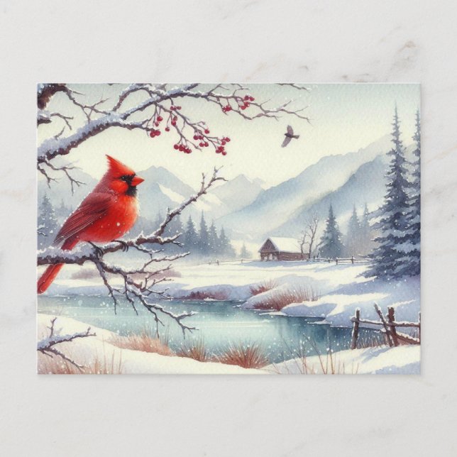 Schöne Vogel- und Winterlandschaft 11 Postkarte (Vorderseite)