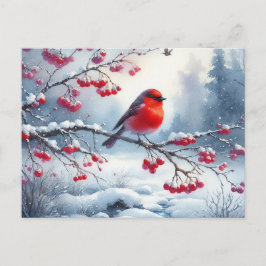 Schöne Vogel- und Winterlandschaft 13 Postkarte