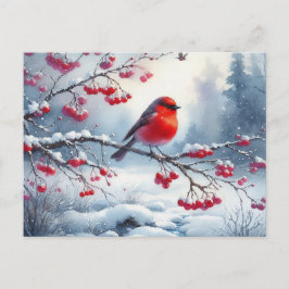 Schöne Vogel- und Winterlandschaft 13 Postkarte