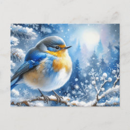 Schöne Vogel- und Winterlandschaft 16 Postkarte