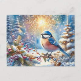 Schöne Vogel- und Winterlandschaft 6 Postkarte