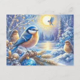 Schöne Vogel- und Winterlandschaft 9 Postkarte