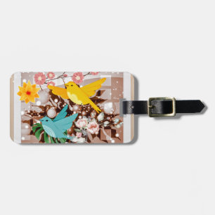 Schöne Vogelkunst und Blume Kunst Gepäckanhänger