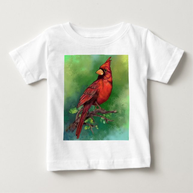 Schöne Vogelmalerei auf dem Nordroten Kardinal  Baby T-shirt (Vorderseite)