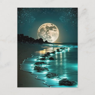 Schöne Vollmond Beach Starry Night Postkarte