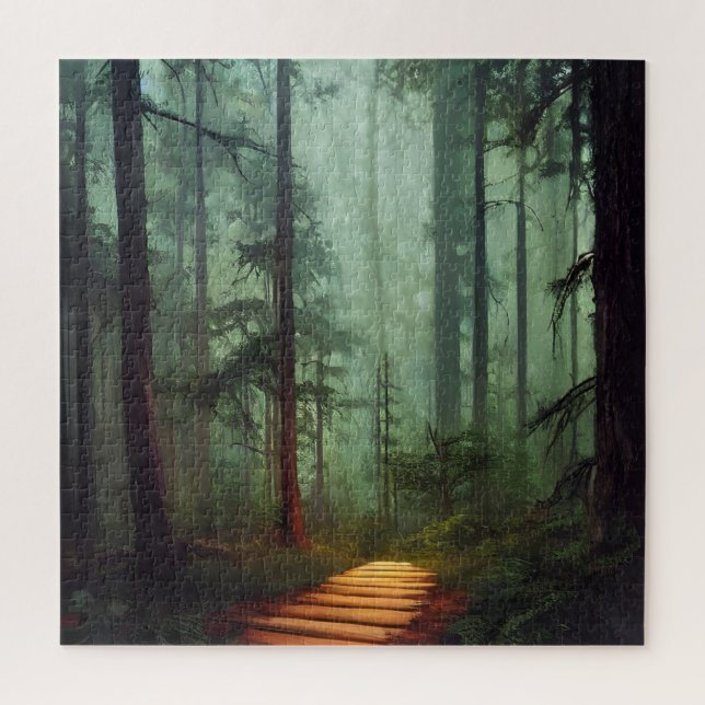 Schöne Waldweg Digitalkunst  Puzzle (Vertikal)