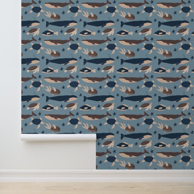 Schöne Wale, Schildkröten und Fische Tapete (Anwendung)