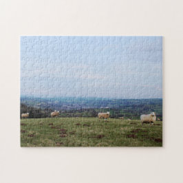 Schöne Wales Hill Blick Landschaft Wales Schafe Puzzle