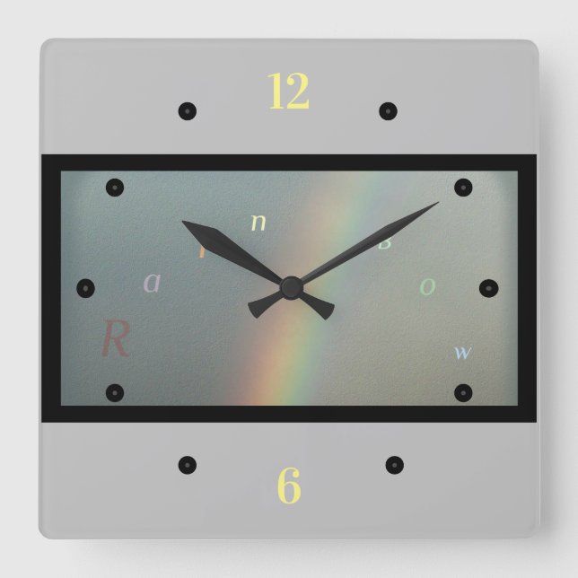 Schöne Wall-Uhr - Regenbogen Quadratische Wanduhr (Vorderseite)