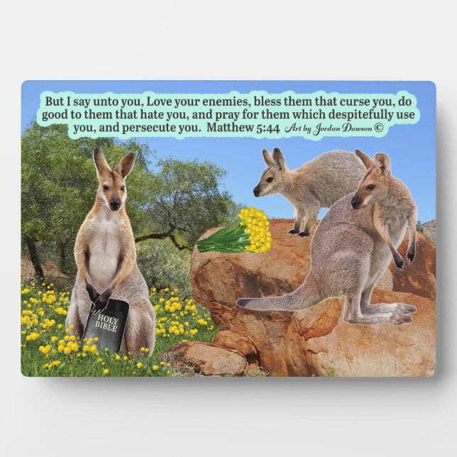 Schöne Wallaby Scripture Plaque Matthew 5:44 Fotoplatte (Vorderseite)