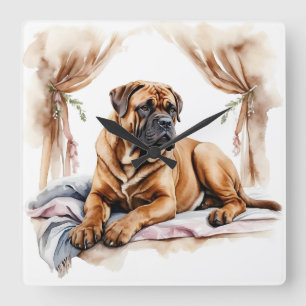 SCHÖNE WASSERCOLOR BOERBOEL DOG QUADRATISCHE WANDUHR