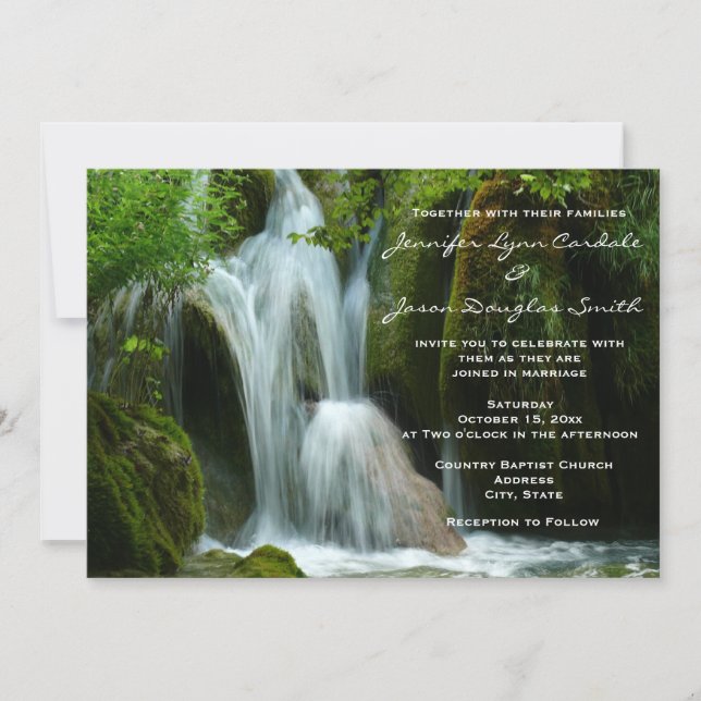 Schöne Wasserfall Natur Hochzeit Einladungen (Vorderseite)