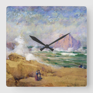 Schöne Wasserfarbe an der Küste von Kalifornien Quadratische Wanduhr