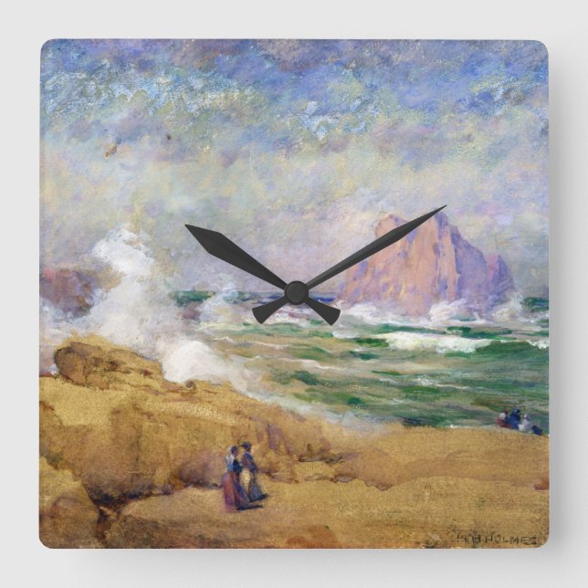 Schöne Wasserfarbe an der Küste von Kalifornien Quadratische Wanduhr (Vorderseite)