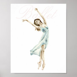 Schöne Wasserfarbe Ballerina Weiß, Ballett Poster