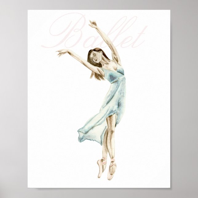 Schöne Wasserfarbe Ballerina Weiß, Ballett Poster (Vorne)