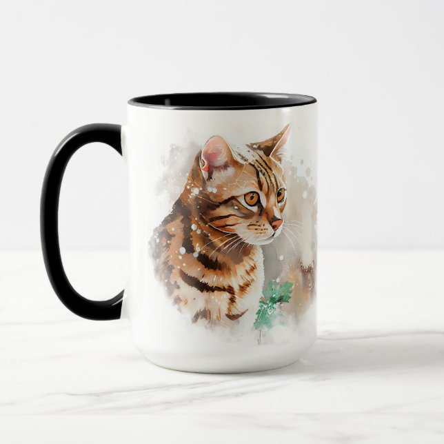 SCHÖNE WASSERFARBE BENGALISCHE CAT-FARBE TASSE (Links)