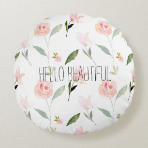 Schöne Wasserfarbe Blütenrot Rosa Rundes Kissen