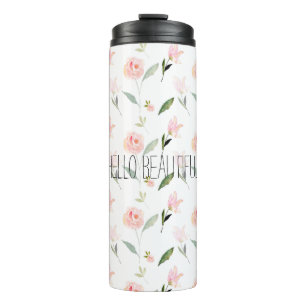 Schöne Wasserfarbe Blütenrot Rosa Thermosbecher