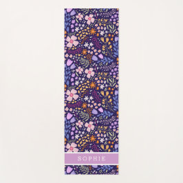 Schöne Wasserfarbe-Floral-Blühende-Individualname Yogamatte