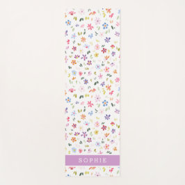 Schöne Wasserfarbe-Floral-Blüten mit individuellem Yogamatte