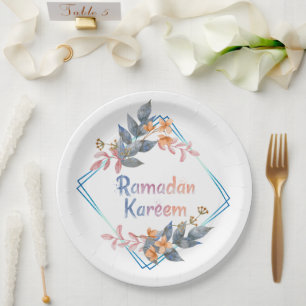 Schöne Wasserfarbe Floral Ramadan Kareem Pappteller
