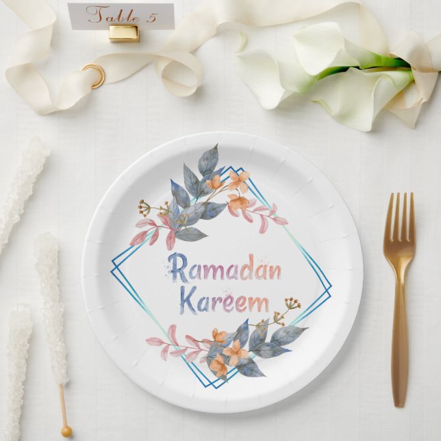 Schöne Wasserfarbe Floral Ramadan Kareem Pappteller (Hochzeit)