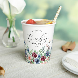 Schöne Wasserfarbe Floral- und Grünzeug-Babyparty Pappbecher