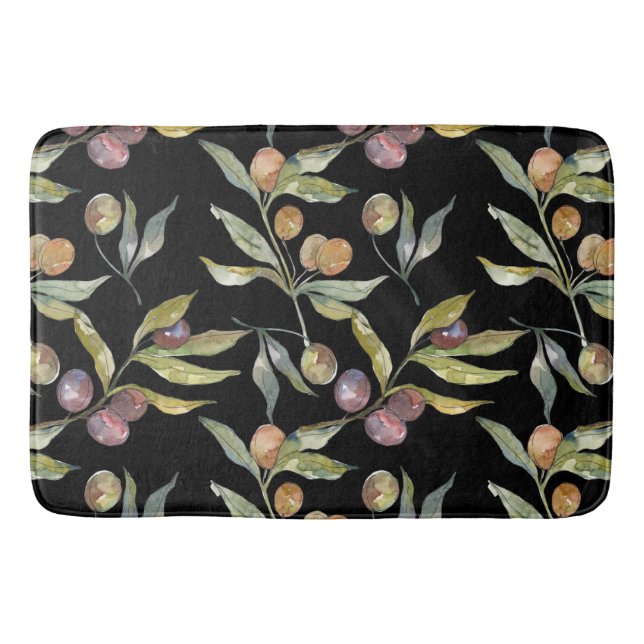 Schöne Wasserfarbe Italienische Olive Muster Schwa Badematte (Vorderseite)