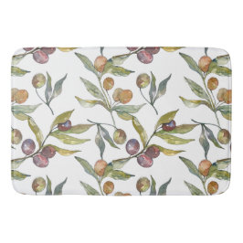 Schöne Wasserfarbe Italienisches Olive Muster weiß Badematte