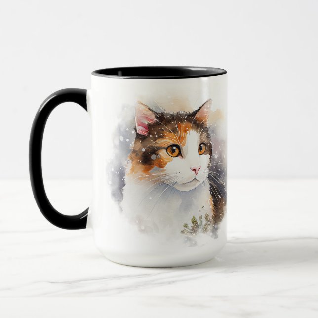 SCHÖNE WASSERFARBE KALICO KATZE TASSE (Links)