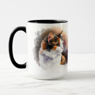 SCHÖNE WASSERFARBE KALICO KATZE TASSE