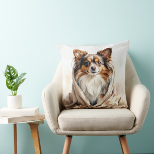 SCHÖNE WASSERFARBE KLEINES PAPILLON PUPPENHUND KISSEN