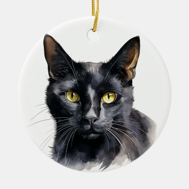 SCHÖNE WASSERFARBE KURZ HAIRED CAT KERAMIK ORNAMENT (Vorne)