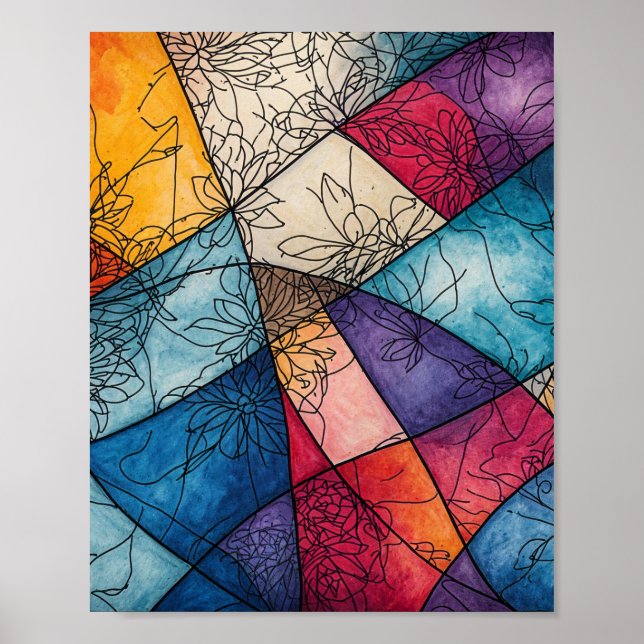 Schöne Wasserfarbe mit schwimmender Poster (Vorne)