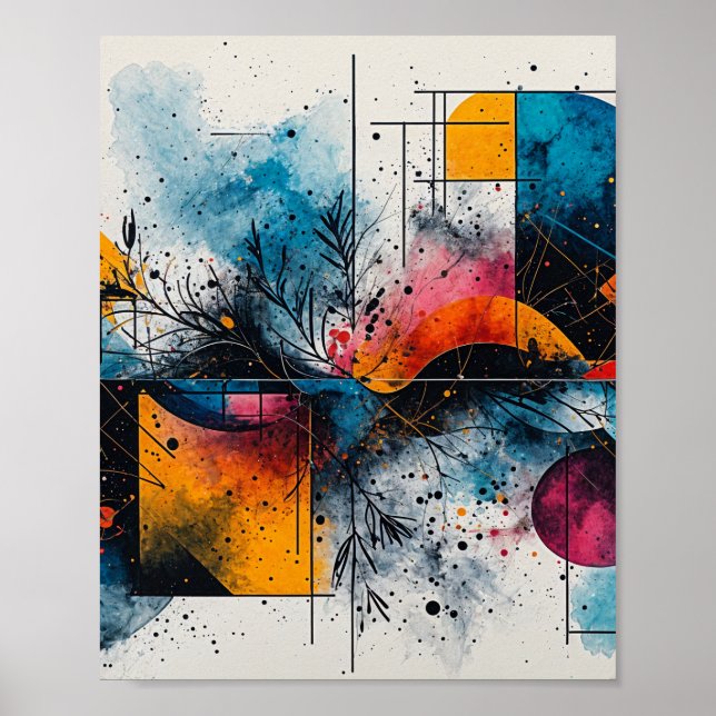 Schöne Wasserfarbe mit schwimmender Poster (Vorne)