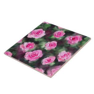 Schöne Wasserfarbe Moderne rosa Rosen Kollektion Fliese
