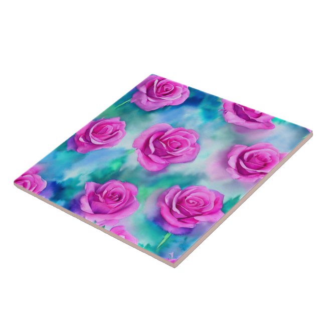 Schöne Wasserfarbe Moderne rosa Rosen Sammlung Fliese (Seite)