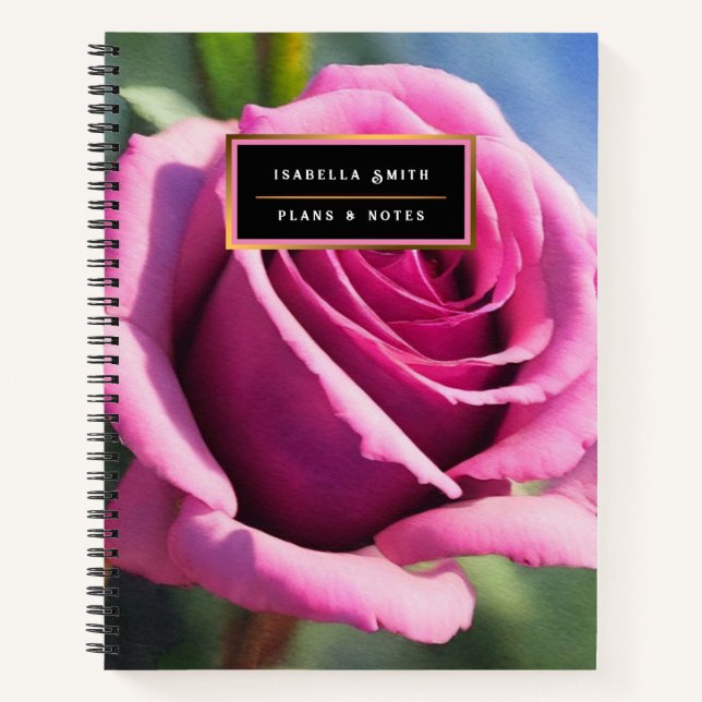 Schöne Wasserfarbe Rosa Rose Moderne Sammlung Notizbuch (Vorderseite)