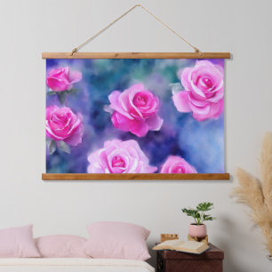 Schöne Wasserfarbe Rosa Trendy Collection Wandteppich Mit Holzrahmen
