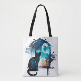 SCHÖNE WASSERFARBE SCHWARZE KATZE IM FENSTER