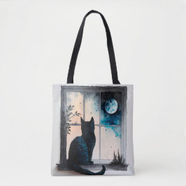 SCHÖNE WASSERFARBE SCHWARZE KATZE IM FENSTER